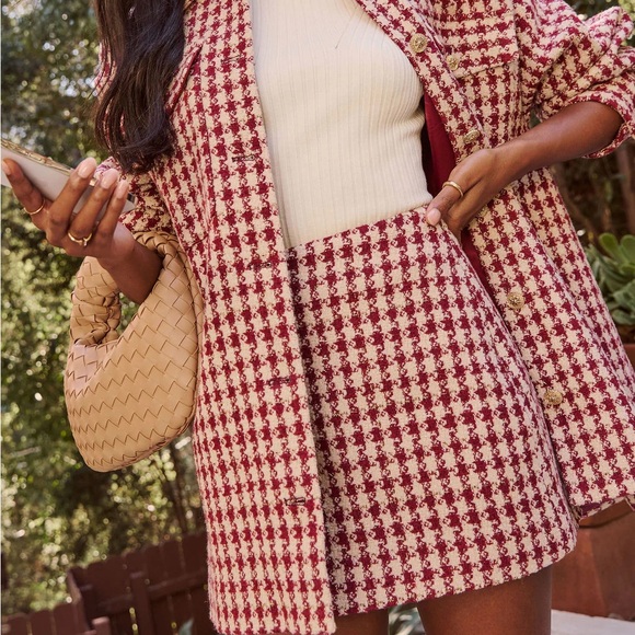 🌿 Vici Jensin Tweed Houndstooth Mini Skirt - Picture 6 of 7